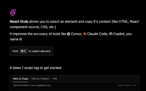 React Grab screenshot