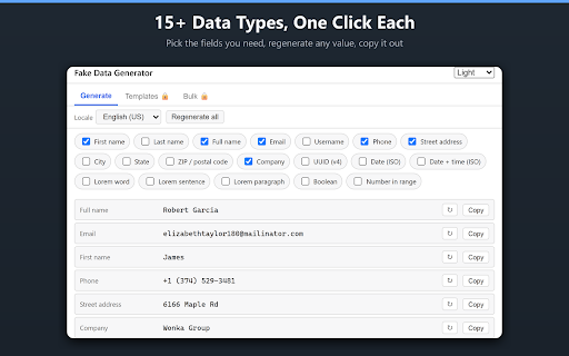 Fake Data Generator: Test Names, Emails & UUIDs screenshot