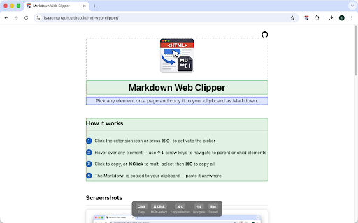 Markdown Web Clipper screenshot