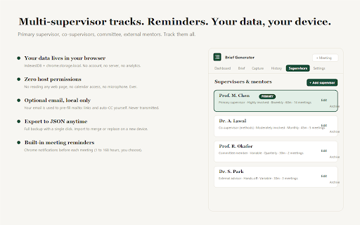 Supervisor Meeting Brief Generator screenshot