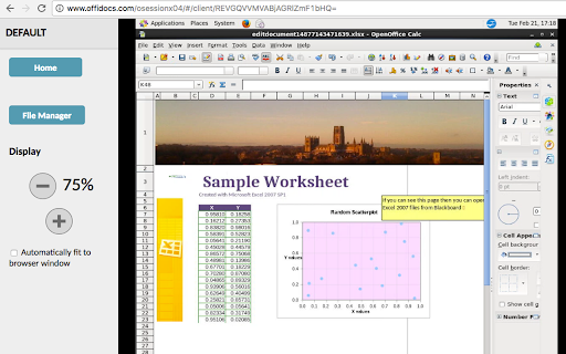 OpenOffice Calc online for xls spreadsheets screenshot