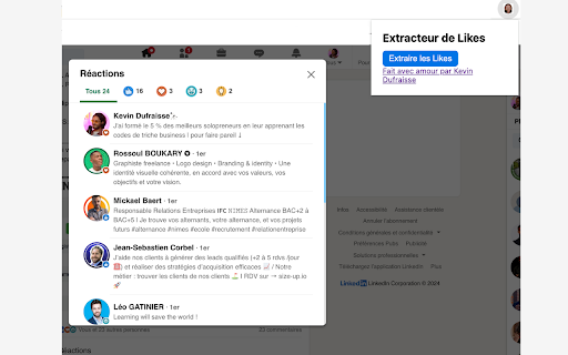 Extracteur de likes Linkedin screenshot