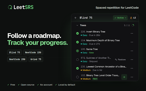 LeetSRS — Spaced Repetition for LeetCode screenshot