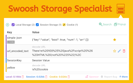 Swoosh Cookie and Local Storage Specialist screenshot