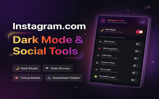 Instagram.com Dark Mode & Social Tools screenshot