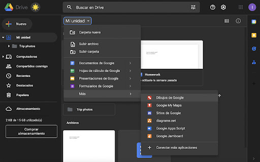 Google Drive Dark Mode screenshot