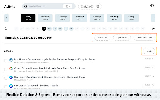 Better History | Manage, Export, and Delete History screenshot