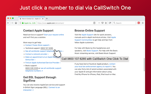 CallSwitch One Click to Dial screenshot