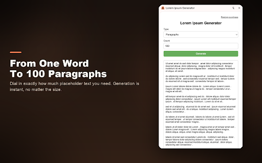 Lorem Ipsum Generator screenshot