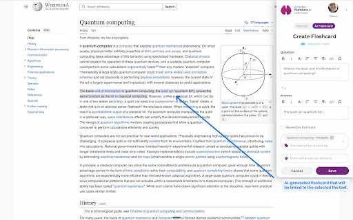 SmarterHumans.ai: AI flashcards & notes deep-linked to videos & webpages screenshot