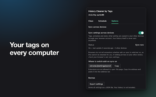 History Cleaner by Tags screenshot