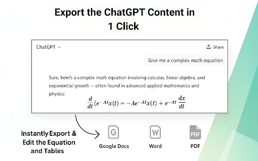 Convert ChatGPT to Google Doc, Microsoft Word, PDF screenshot