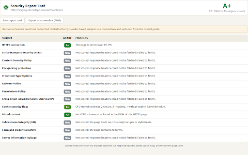 Security Report Card screenshot
