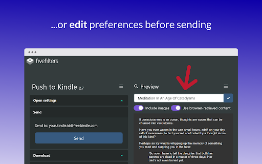 Push to Kindle screenshot