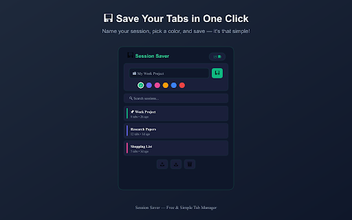 Session Saver — Free & Simple Tab Manager screenshot