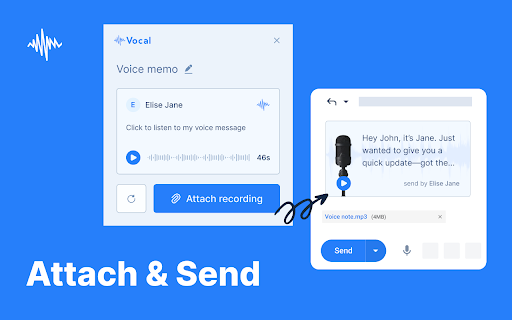 Vocal: Send voice notes in Gmail screenshot