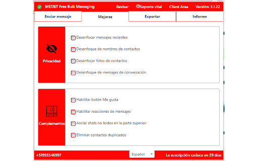 METJET Free Bulk Messaging screenshot