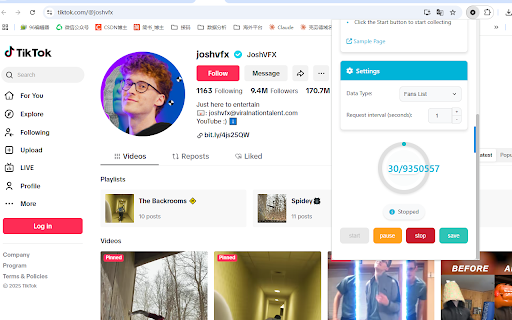 Export Tiktok followers and fans screenshot