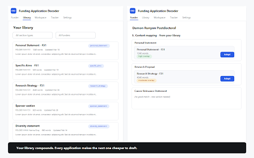 Funding Application Decoder screenshot