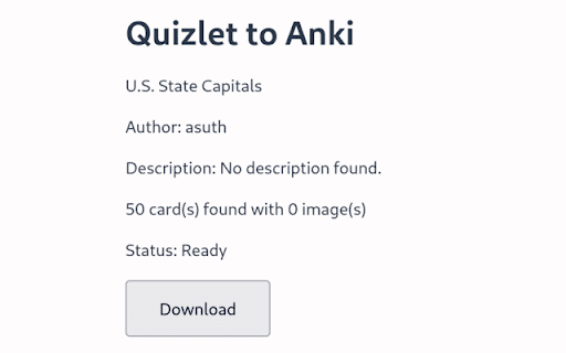 Quizlet to Anki screenshot