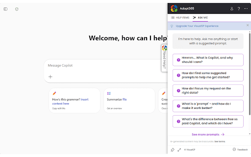 Adopt365 (powered by VisualSP) screenshot