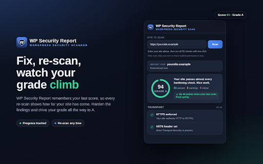 WP Security Report screenshot