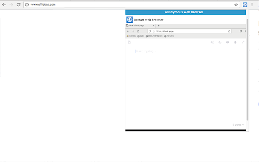 Web browser with anonymous access screenshot