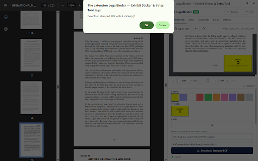 LegalBinder — Exhibit Sticker & Bates Tool screenshot