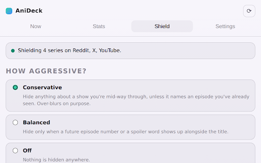 AniDeck — Spoiler Shield, Stats & Episode Companion screenshot