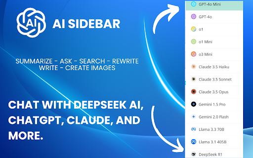 AI Sidebar with Deepseek, ChatGPT, Claude and more. screenshot