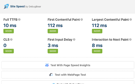 Site Speed by DebugBear screenshot