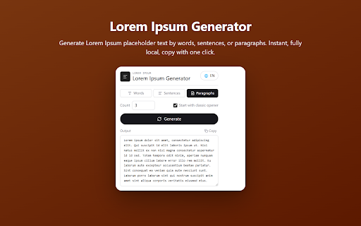 Lorem Ipsum Generator screenshot