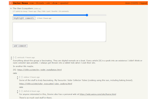 Comments Owl for Hacker News screenshot