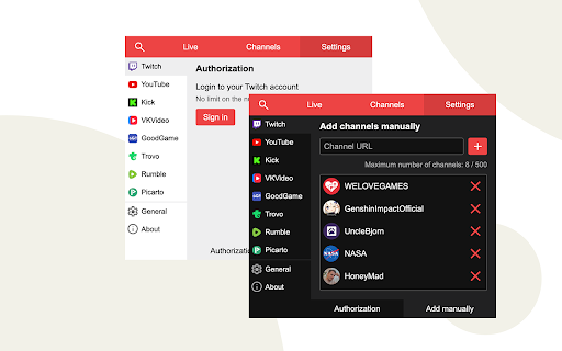 Stream Live — notifications for live streams screenshot