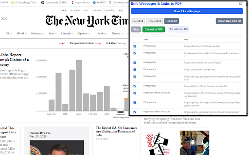 Bulk WebPages & Links to PDF screenshot