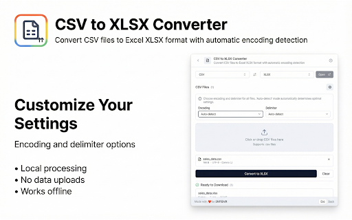 CSV to XLSX screenshot