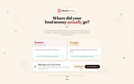 Swiggy & Zomato Spending Tracker & Calculator | MunchMetrics screenshot