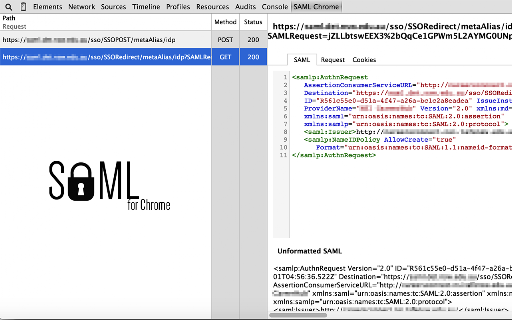 SAML Chrome Panel screenshot