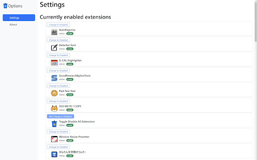 Toggle Disable All Extensions screenshot