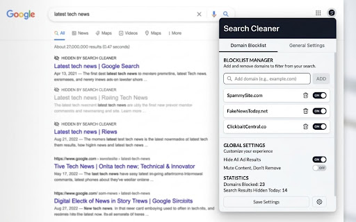 Google Search Result Cleaner screenshot