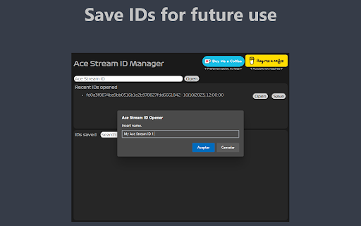 Ace Stream ID Manager screenshot