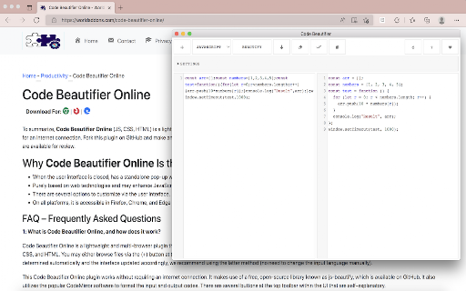 Code Beautifier Online screenshot