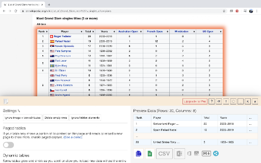 Table Capture screenshot