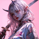 Pink Aesthetic Oni Samurai Girl Live Wallpaper icon