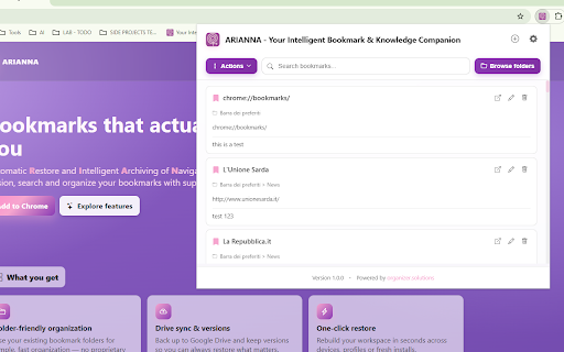 ARIANNA - Your Intelligent Bookmark Companion screenshot