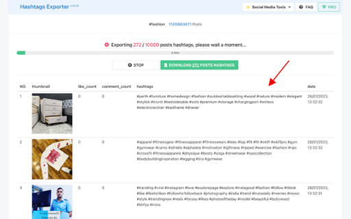 Hashtag Exporter screenshot