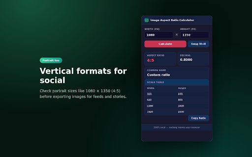 Aspect Ratio Calculator screenshot