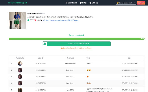 InsCommentExport-Download Instagram Comments screenshot