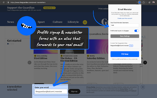 Temp Email Generator – Email Monster | Mask Your Email, Group Future Emails screenshot