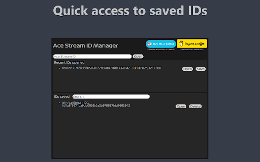 Ace Stream ID Manager screenshot